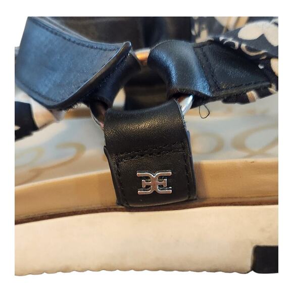 Sam Edelman Ashie Floral fabric leather slingback wedge sandal sz 7.5 shoes - Picture 11 of 15